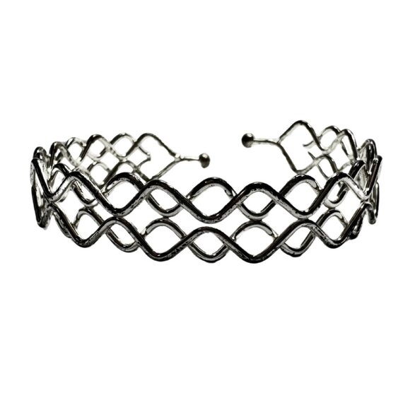 Quadruple Wave SS Bracelet Cuff - Picture 1 of 3